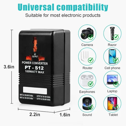 Vista 2 de Convertidor de voltaje de 110V a 220V elevador y reductor de potencia conversión bidireccional transformador convertidor de voltaje para viajes, RV