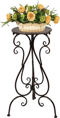 Vista 9 de NAKUPE Soporte de metal para plantas para interiores y exteriores, soportes para macetas individuales de 22.5 pulgadas de alto, soporte de pedestal