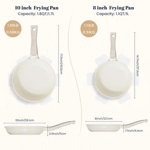 Vista 7 de Sartén de granito, sartenes antiadherentes de 8 pulgadas, sartenes antiadherentes ligeras para tortillas y huevos, utensilios de cocina no tóxicos