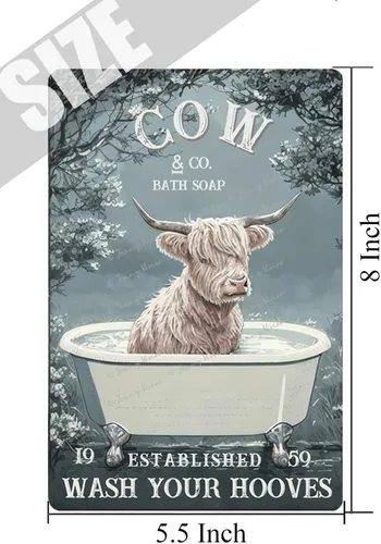 Vista 5 de Zomyto Letrero de metal con texto en inglés «Wash Your Hooves» con texto en inglés «Wash Your Hooves» para decoración de bañera, regalo para amantes