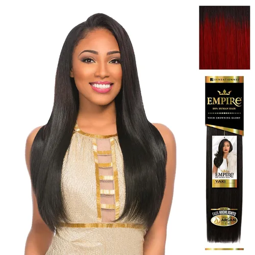 Vista 18 de Sensationnel - Cabello humano Empire Yaki, tejido sin enredos para un tejido rápido y estilo cosido para conseguir reflejos artificiales, paquete