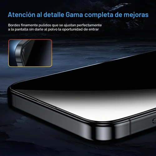 Vista 4 de OneFish Protector de pantalla para iPhone 13 Pro Max / 14 Plus de privacidad, vidrio templado antiespía de 4 vías de 360°, dureza 9H, bordes