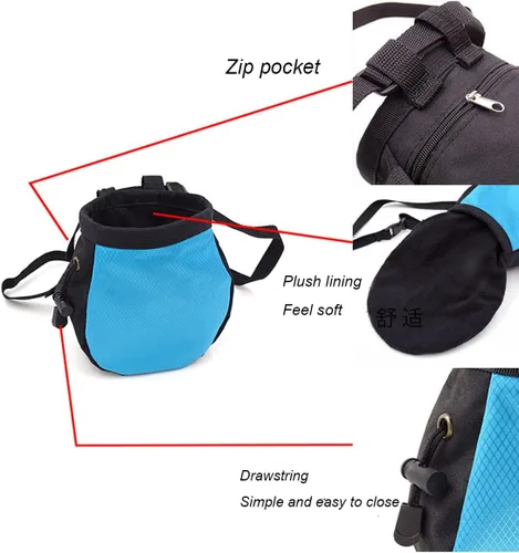 Vista 2 de Bolsas de tiza de escalada,Sin fugas Rock Climbing Strawstring Bag Drawstring Magnesia Sack,Equipo de equipo de escalada