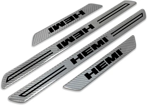 Vista 7 de iPick Image Para HEMI Logo Negro Real Fibra de Carbono Universal Protector de Paso Protector de Escalón Placas un Conjunto de 4