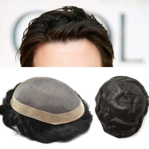 Vista 23 de Toupee - Sistema de cabello para hombre, monofilamento fino duradero, monofilamento europeo de repuesto para hombres, piezas de pelo