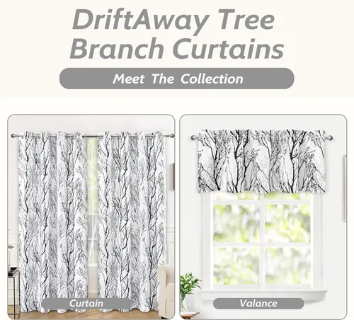 Vista 5 de DriftAway Cortinas opacas con diseño de ramas de árbol, doble capa, 84 pulgadas de largo, para dormitorio, estampado clásico, aislamiento térmico