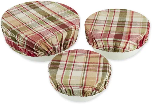 Vista 14 de DII Colección de fundas de tela reutilizables, lavables a máquina, algodón con elástico para almacenamiento de alimentos, 10.25"/8.25"/7.5" de rojo