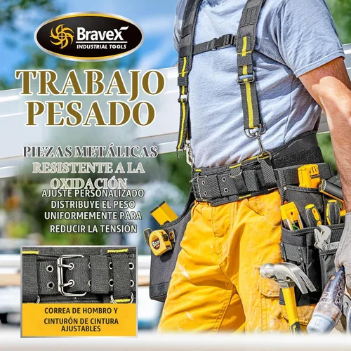 Vista 5 de Bravex - Tirantes de cinturón de herramientas, chaleco de herramientas Pro Ultra 20 bolsas estilo Y, 5 combo delantal bolsa de herramientas