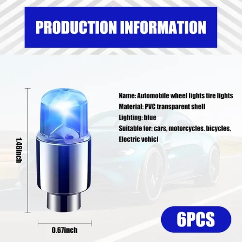 Vista 2 de 6 luces LED de tapa de vástago de válvula de neumático, luz LED fría para neumáticos, bombilla de neón impermeable, para automóvil, motocicleta