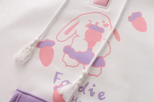 Vista 5 de Linda sudadera con capucha de conejito para adolescentes y niñas, de algodón, con estampado de dibujos animados japoneses