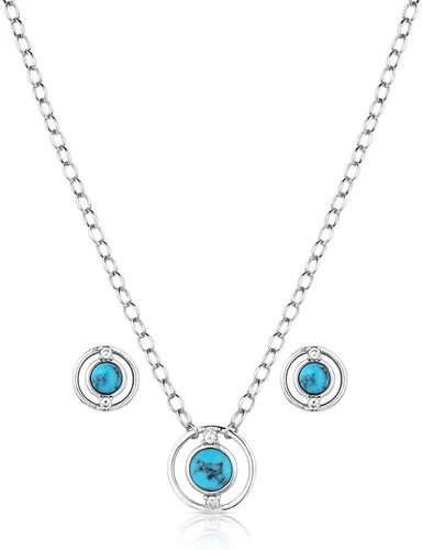 Vista 6 de Montana Silversmiths Conjunto de joyería de estilo occidental con turquesa elaborada a mano: aretes y collar