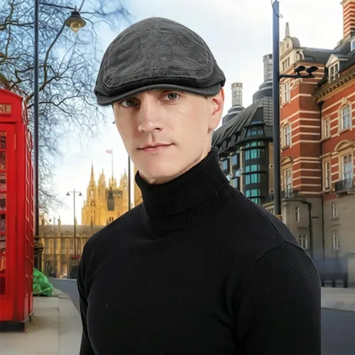 Vista 2 de Gorras planas para hombre, boina de conducción, boina de periódico, sombrero de hiedra de algodón