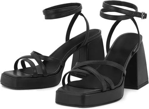 Vista 5 de SOVANYOU Tacones altos con tiras para mujer, vestido de moda, zapatos de boda, sandalias de tacón