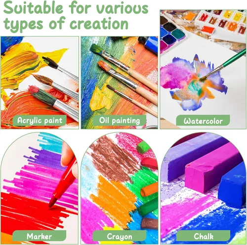 Vista 4 de ESRICH Mini lienzos para pintar, lienzo de 4 x 4 pulgadas a granel, paquete de 72 paneles de lienzo pequeños, lienzo de pintura de algodón