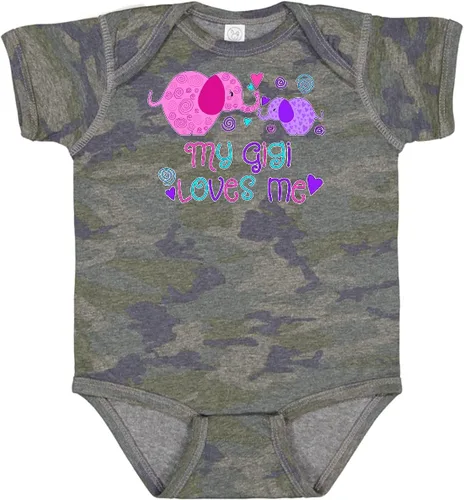 Vista 5 de inktastic My Gigi Loves Me - Body lindo de elefantes para bebé 0020 Blanco
