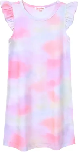 Vista 17 de QPANCY Camisones de princesa para niñas con estampado de algodón, ropa de dormir, pijamas, vestido para niños