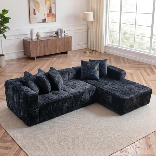 Vista 18 de WILLIAMSPACE Sofá modular Cloud de 107.9 pulgadas para sala de estar, moderno sofá tapizado de espuma de espuma para el suelo, sofá en forma de L