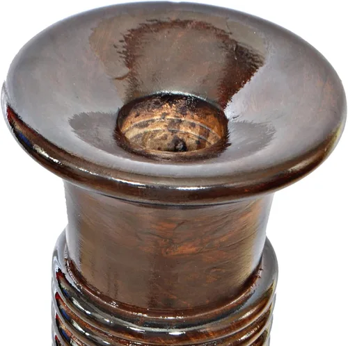 Vista 6 de Uniquewise Florero decorativo de madera de mango curvado a mano marrón con patrón texturizado único, 36 pulgadas