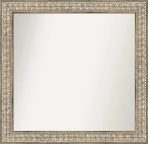 Vista 323 de Amanti Art Espejo de baño plateado para sobre fregadero, 26 x 26 pulgadas, espejo cuadrado de níquel pulido, marco de madera tradicional mediano, se