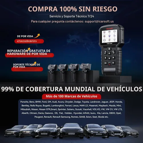 Vista 8 de iCarsoft TPMS V800 Herramienta de programación y reaprendizaje TPMS con 4 sensores - Escáner de diagnóstico OBD2