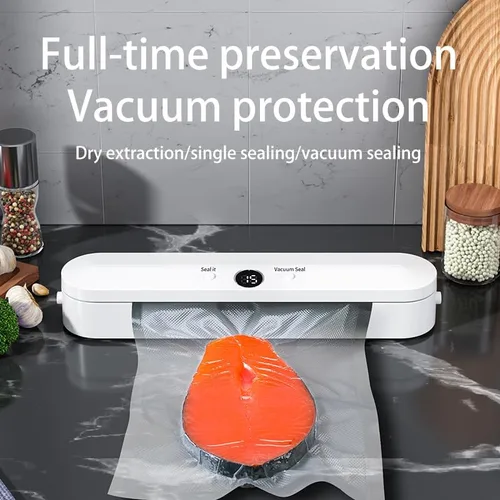 Vista 4 de FIRE HIVE Máquina selladora al vacío para alimentos, modo seco y húmedo, succión fuerte de 60 KPa, sellado rápido de 22 segundos, máquina de sellado