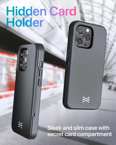 Vista 4 de TORU CX Slim - Funda tipo cartera para iPhone 14 Pro Funda protectora a prueba de golpes resistente con tarjetero oculto y ranura para tarjetas