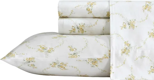 Vista 14 de Laura Ashley - Juego de sábanas individuales con sábana bajera y funda de Bettinas Blooms Rojo