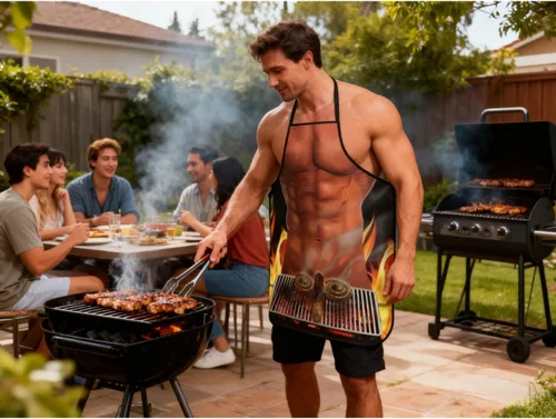 Vista 3 de Delantal de cocina para hornear barbacoa para adultos, divertido y lindo delantal de cocina, regalo novedoso para hombres y mujeres, disfraz