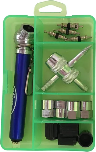 Vista 2 de Slime 2410 Mini kit de mantenimiento de neumáticos, esenciales para el cuidado de los neumáticos, compacto, juego de 14 piezas, 3.5 pulgadas