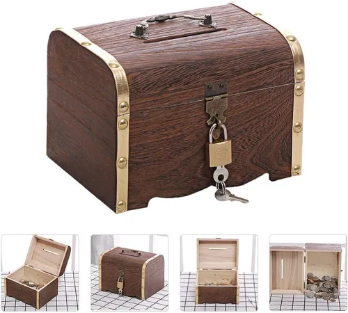 Vista 8 de Juego de pecho de metal vintage, caja pirata de estilo europeo con cerradura y llave, caja de regalo para niñas, mujeres y mujeres, talla L