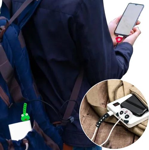 Vista 6 de ZAKVOOR 27 protectores de cable para cargador de teléfono, protector de cable USB Animal Bites protector de cable, protector de cable de carga