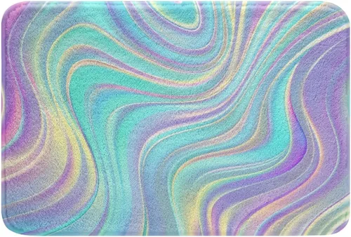 Vista 23 de Erosebridal Alfombra de baño turquesa de 16 x 24 pulgadas, antideslizante, verde azulado y gris, para niñas y adultos, alfombra de puerta