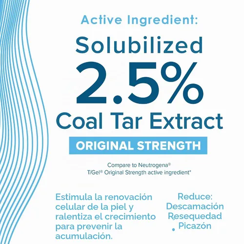 Vista 3 de True+Real Champú de alquitrán de hulla terapéutico Plus Tar Gel anti-caspa, fuerza original 0.5% alquitrán de hulla, 4.4 fl oz
