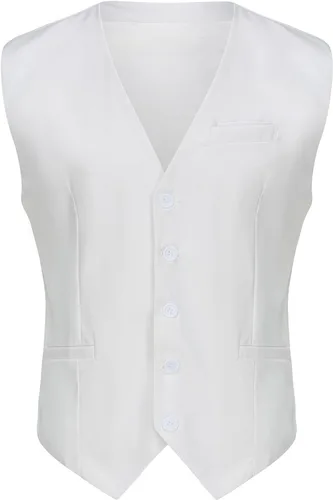 Vista 11 de Chaleco formal de negocios para hombre, chaleco ajustado con cuello en V, traje de esmoquin Gris