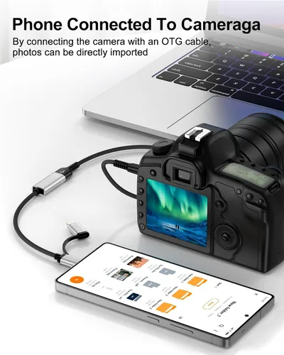 Vista 12 de Adaptador USB C/Lightning 2 en 1 a USB 3.0, cable adaptador USB a USB C OTG