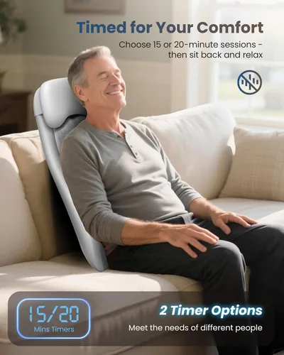 Vista 6 de COMFIER Almohadilla inalámbrica para silla de masaje con múltiples funciones, 2D/3D/Mix Shiatsu masajeador de cuello y espalda con calor, masajeador