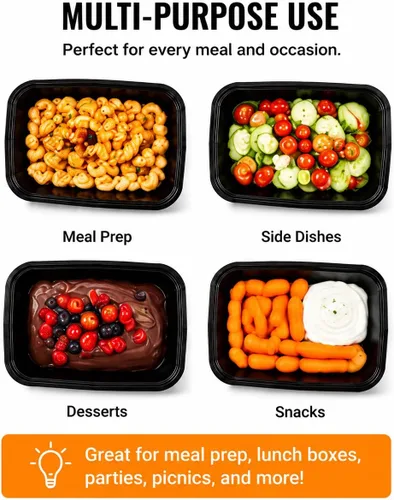 Vista 4 de Pequeños recipientes de preparación de comidas, 12 onzas [paquete de 50] – Mini recipientes individuales de 1 compartimento para preparación