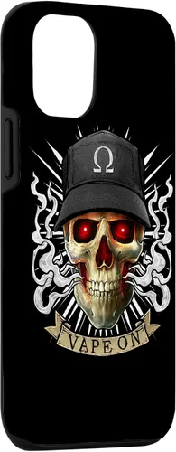 Vista 3 de iPhone 14 Vaping Skull Ilustración E-Cigarette Cloud Vape Case