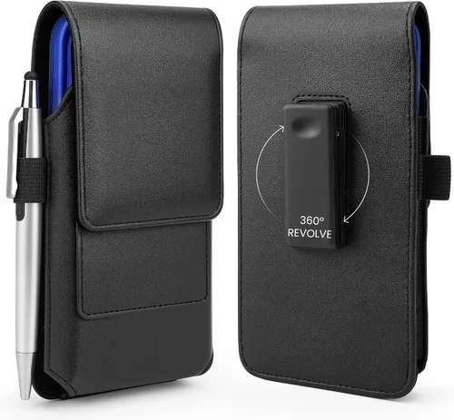 Vista 8 de BECPLT Funda de cinturón de cuero para iPhone 16 Pro/15/14/13/12/11 Pro y Galaxy S25/S24/S23/S22/S21/S20 - Estuche duro delgado con clip/asas