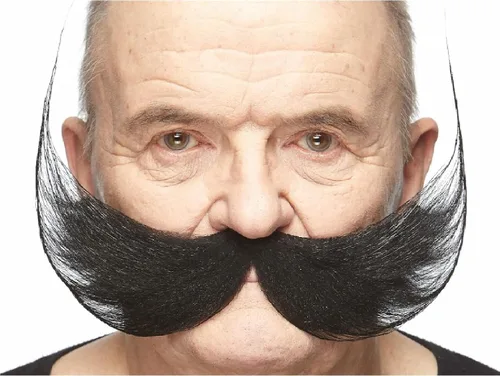 Vista 44 de Mustaches Self-Adhesive Fake Mustache, Synthetic Fur Costume Accessory Set Arqueólogo gris con blanco