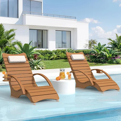 Vista 10 de Juego de 2 sillas de piscina con reposabrazos y portavasos, 8-10 Blanco