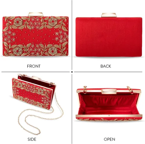 Vista 6 de Aheli Clutch Purses Handmade Handbags for Wedding Evening Party Bridal Gift for Women