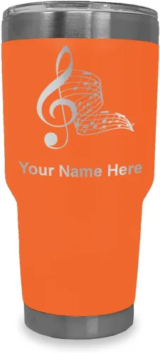 Vista 15 de LaserGram Vaso aislado al vacío de 20 onzas, notas musicales, grabado personalizado incluido (negro)