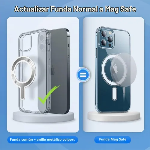 Vista 2 de Anillo adaptador magnético para Magsafe, convertidor de funda adhesiva fuerte para iPhone 16/15/14/13 Android, kit de conversión de bucle de metal
