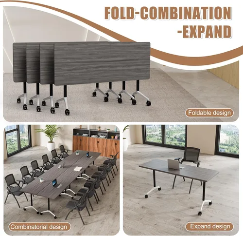 Vista 6 de Mesa de conferencias plegable, mesa de sala de conferencias con ruedas, mesa de conferencias plegable modular, mesas de reuniones de entrenamiento