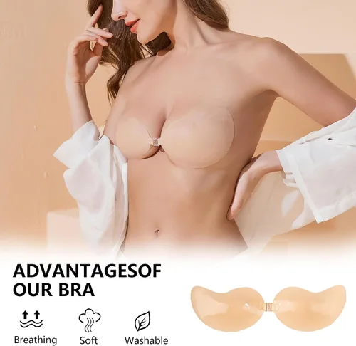 Vista 6 de MOZUI Silicone Sticky Bra Ultra Thin Adhesive Bra Invisible Silicone Bra Mango Sticky Bras Reusable Strapless Push Up Bras