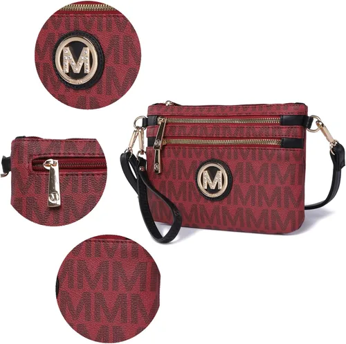 Vista 7 de MKF - Bolso cruzado para mujer, correa para la muñeca, bolso de hombro de piel sintética, bolso de bolsillo pequeño, color negro