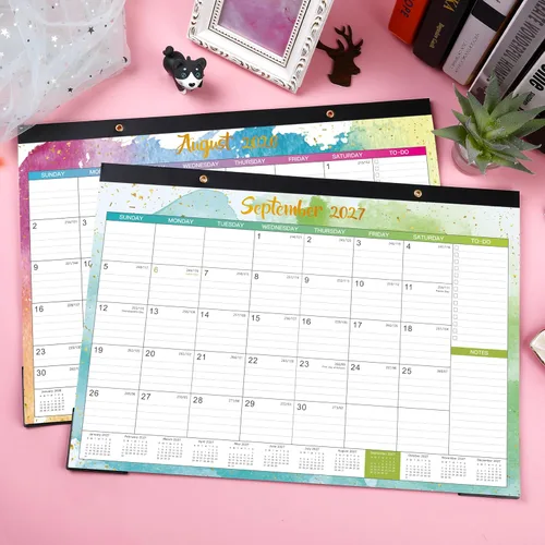 Vista 2 de Calendario de escritorio 2026-2027, calendario de escritorio grande 2026-2027, julio de 2026 a diciembre de 2027, 17 x 12 pulgadas, calendario