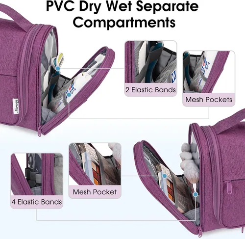 Vista 3 de Bolsa de Aseo Colgante Narwey para Mujeres, Organizador de Maquillaje de Viaje, Bolsa de Artículos de Aseo para Cosméticos, Accesorios Esenciales