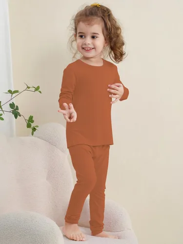 Vista 18 de GUISBY Conjunto de pijama de rayón de bambú para niños y niñas, ajuste cómodo, para uso diario, conjunto de pijama de 2 piezas